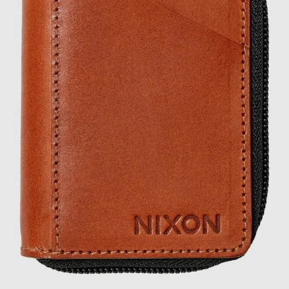Nixon Orbit Zip Card Leather Wallet, saddle - Picture 5 of 9